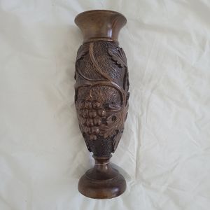 Dark Academia Rustic Wood carved decorative vase
